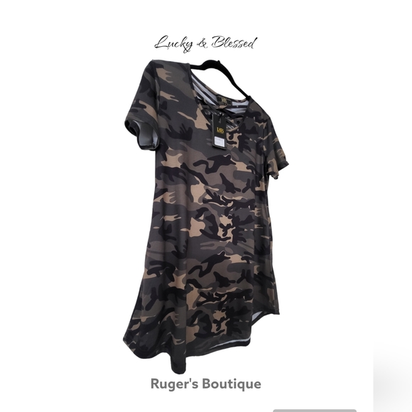 🌿Lucky & Blessed Women's Camo Cross Strap 3.4 Sleeves Tunic-Soft and Adorable! - Picture 4 of 10